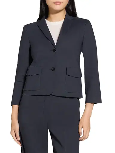 Theory Women's Shrunken-Fit Single-Breasted Linen-Blend Jacket | Thumbnail 3 Theory Women's Shrunken-Fit Single-Breasted Linen-Blend Jacket | Thumbnail 3