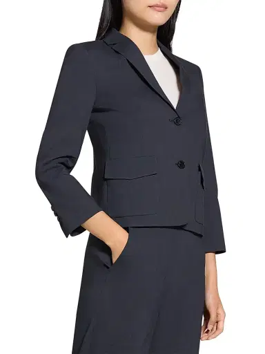 Theory Women's Shrunken-Fit Single-Breasted Linen-Blend Jacket | Thumbnail 4 Theory Women's Shrunken-Fit Single-Breasted Linen-Blend Jacket | Thumbnail 4