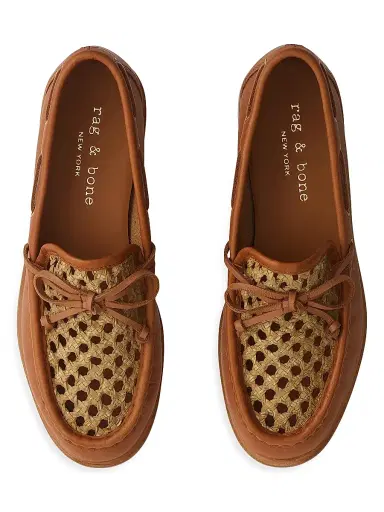 rag & bone Women's Carter Woven-Trim Leather Boat Shoes | Thumbnail 3 rag & bone Women's Carter Woven-Trim Leather Boat Shoes | Thumbnail 3