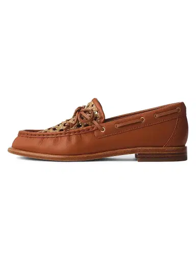 rag & bone Women's Carter Woven-Trim Leather Boat Shoes | Thumbnail 1 rag & bone Women's Carter Woven-Trim Leather Boat Shoes | Thumbnail 1
