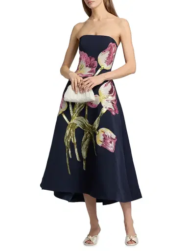 Amsale Women's Sequin Floral Strapless Cocktail Dress - Navy | Thumbnail 2 Amsale Women's Sequin Floral Strapless Cocktail Dress - Navy | Thumbnail 2