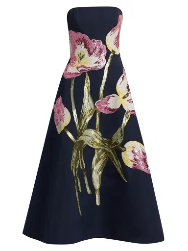 Amsale Women's Sequin Floral Strapless Cocktail Dress - Navy | Thumbnail 1 Amsale Women's Sequin Floral Strapless Cocktail Dress - Navy | Thumbnail 1