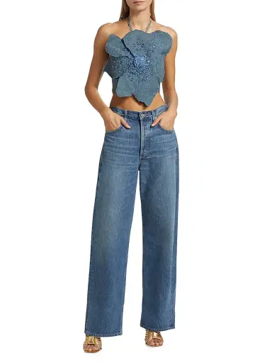 PatBO Women's Nostalgic Sky Crystal-Embellished Denim Tank - Light Blue | Thumbnail 2 PatBO Women's Nostalgic Sky Crystal-Embellished Denim Tank - Light Blue | Thumbnail 2