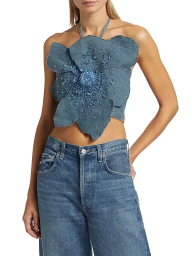 PatBO Women's Nostalgic Sky Crystal-Embellished Denim Tank - Light Blue | Thumbnail 3 PatBO Women's Nostalgic Sky Crystal-Embellished Denim Tank - Light Blue | Thumbnail 3