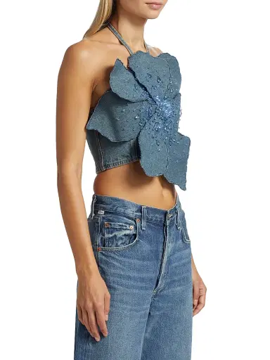 PatBO Women's Nostalgic Sky Crystal-Embellished Denim Tank - Light Blue | Thumbnail 4 PatBO Women's Nostalgic Sky Crystal-Embellished Denim Tank - Light Blue | Thumbnail 4