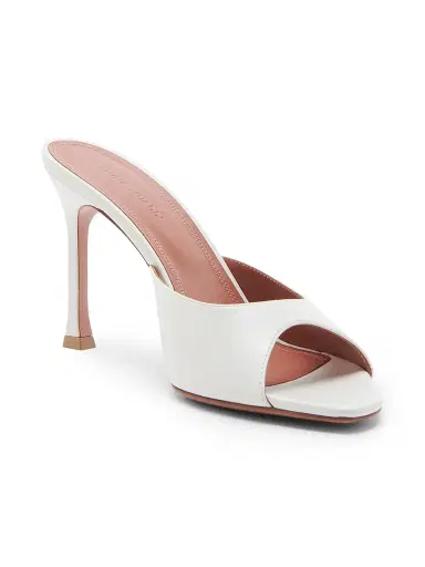 Amina Muaddi Women's Alexa 95MM Leather Mules - Nappa White - Size 11 | Thumbnail 2 Amina Muaddi Women's Alexa 95MM Leather Mules - Nappa White - Size 11 | Thumbnail 2