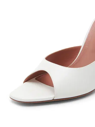 Amina Muaddi Women's Alexa 95MM Leather Mules - Nappa White - Size 11 | Thumbnail 5 Amina Muaddi Women's Alexa 95MM Leather Mules - Nappa White - Size 11 | Thumbnail 5