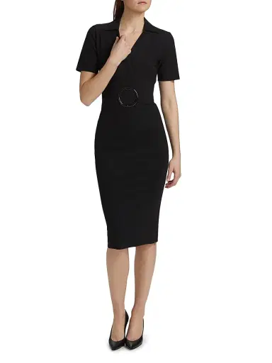 Chiara Boni La Petite Robe Women's Shihi Belted Cocktail Dress - Black - Size 12 | Thumbnail 3 Chiara Boni La Petite Robe Women's Shihi Belted Cocktail Dress - Black - Size 12 | Thumbnail 3