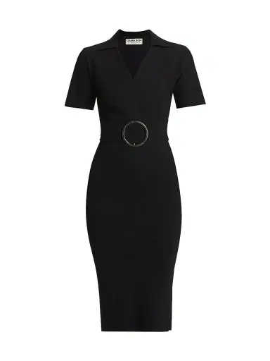 Chiara Boni La Petite Robe Women's Shihi Belted Cocktail Dress - Black - Size 12 | Thumbnail 1 Chiara Boni La Petite Robe Women's Shihi Belted Cocktail Dress - Black - Size 12 | Thumbnail 1