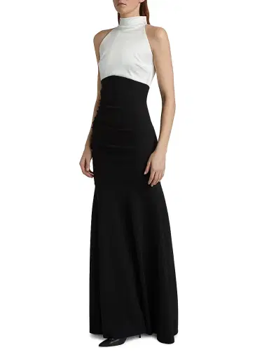 Chiara Boni La Petite Robe Women's Gaga Two-Tone Halter Trumpet Gown | Thumbnail 4 Chiara Boni La Petite Robe Women's Gaga Two-Tone Halter Trumpet Gown | Thumbnail 4