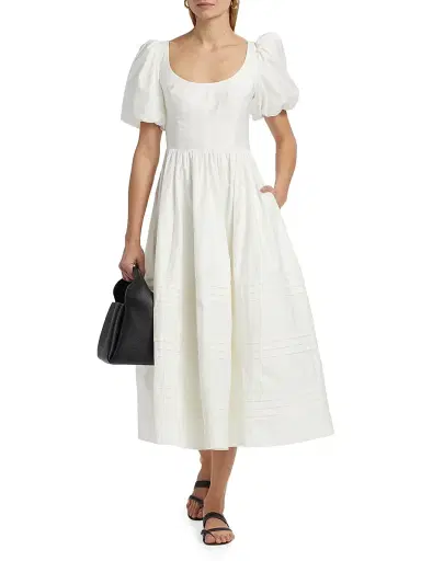 Reformation Women's Everlyn Stretch Cotton Poplin Midi-Dress - White - Size 4 | Thumbnail 2 Reformation Women's Everlyn Stretch Cotton Poplin Midi-Dress - White - Size 4 | Thumbnail 2