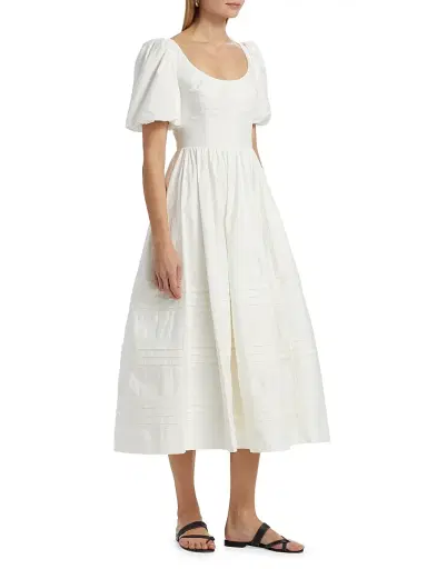 Reformation Women's Everlyn Stretch Cotton Poplin Midi-Dress - White - Size 4 | Thumbnail 4 Reformation Women's Everlyn Stretch Cotton Poplin Midi-Dress - White - Size 4 | Thumbnail 4