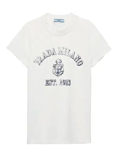 Prada Women's Printed Jersey T-Shirt - White | Thumbnail 1 Prada Women's Printed Jersey T-Shirt - White | Thumbnail 1