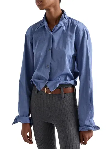 Prada Women's Fil-à-Fil Shirt - Blue | Thumbnail 3 Prada Women's Fil-à-Fil Shirt - Blue | Thumbnail 3
