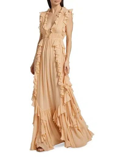 Ulla Johnson Women's Florella Ruffled Silk Georgette Gown - Peony | Thumbnail 2 Ulla Johnson Women's Florella Ruffled Silk Georgette Gown - Peony | Thumbnail 2