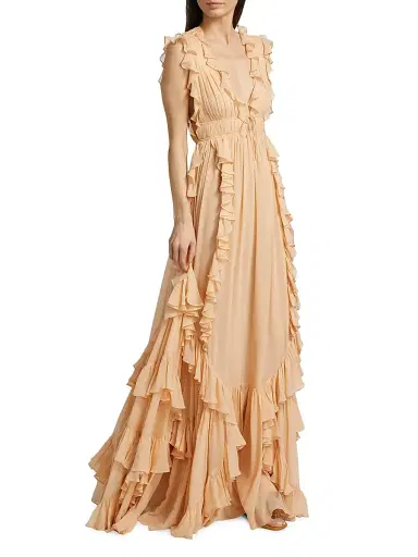 Ulla Johnson Women's Florella Ruffled Silk Georgette Gown - Peony | Thumbnail 4 Ulla Johnson Women's Florella Ruffled Silk Georgette Gown - Peony | Thumbnail 4