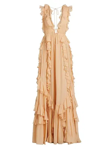 Ulla Johnson Women's Florella Ruffled Silk Georgette Gown - Peony | Thumbnail 1 Ulla Johnson Women's Florella Ruffled Silk Georgette Gown - Peony | Thumbnail 1