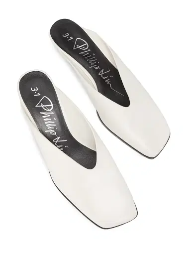 3.1 Phillip Lim Women's 65MM Leather Teardrop-Heel Mules - Antique White | Thumbnail 4 3.1 Phillip Lim Women's 65MM Leather Teardrop-Heel Mules - Antique White | Thumbnail 4