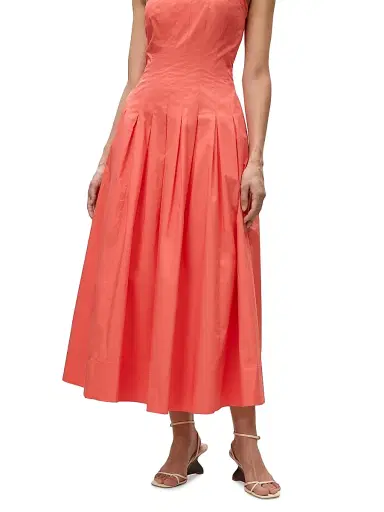 Rebecca Taylor Women's Priya Pleated Cotton Fit & Flare Midi-Dress - Milk | Thumbnail 2 Rebecca Taylor Women's Priya Pleated Cotton Fit & Flare Midi-Dress - Milk | Thumbnail 2