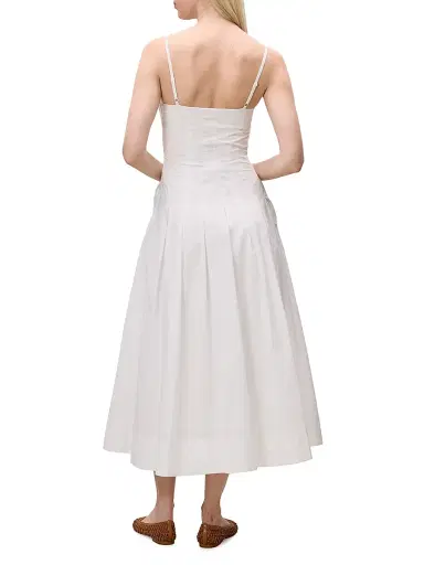 Rebecca Taylor Women's Priya Pleated Cotton Fit & Flare Midi-Dress - Milk | Thumbnail 5 Rebecca Taylor Women's Priya Pleated Cotton Fit & Flare Midi-Dress - Milk | Thumbnail 5