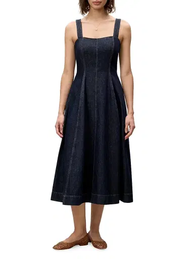 Rebecca Taylor Women's Gabrielle Denim Midi-Dress - Deep Sea Wash | Thumbnail 2 Rebecca Taylor Women's Gabrielle Denim Midi-Dress - Deep Sea Wash | Thumbnail 2