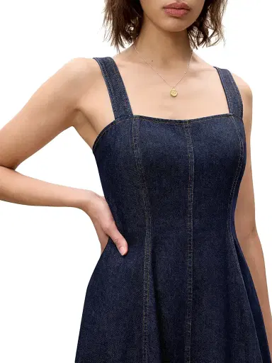 Rebecca Taylor Women's Gabrielle Denim Midi-Dress - Deep Sea Wash | Thumbnail 5 Rebecca Taylor Women's Gabrielle Denim Midi-Dress - Deep Sea Wash | Thumbnail 5