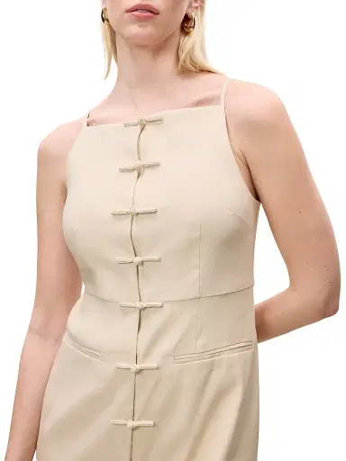 REBECCA TAYLOR Women's Beatrice Stretch Linen-Blend Midi-Dress - Sand - Size 10 | Thumbnail 5 REBECCA TAYLOR Women's Beatrice Stretch Linen-Blend Midi-Dress - Sand - Size 10 | Thumbnail 5
