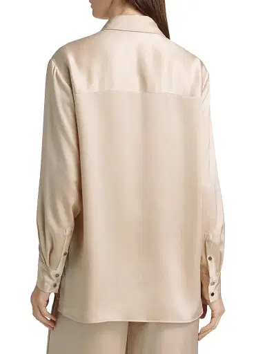 Toccin Women's Riley Satin Boyfriend Shirt - Champagne | Thumbnail 5 Toccin Women's Riley Satin Boyfriend Shirt - Champagne | Thumbnail 5