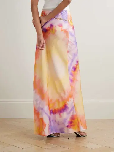 Rabanne Chainmail-embellished Tie-dyed Satin Maxi Skirt | Thumbnail 4 Rabanne Chainmail-embellished Tie-dyed Satin Maxi Skirt | Thumbnail 4