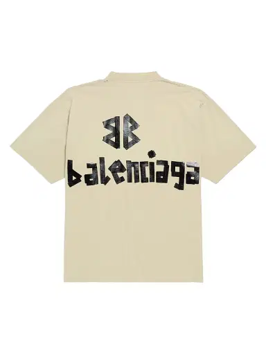 Balenciaga Men's Tape Type Medium Fit T-Shirt - Beige | Thumbnail 2 Balenciaga Men's Tape Type Medium Fit T-Shirt - Beige | Thumbnail 2