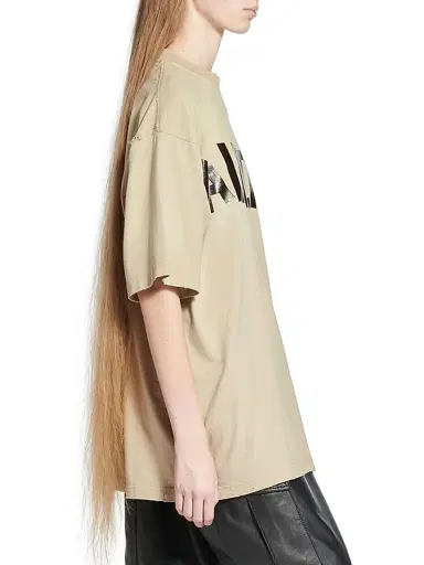 Balenciaga Men's Tape Type Medium Fit T-Shirt - Beige | Thumbnail 6 Balenciaga Men's Tape Type Medium Fit T-Shirt - Beige | Thumbnail 6