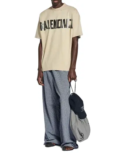 Balenciaga Men's Tape Type Medium Fit T-Shirt - Beige | Thumbnail 7 Balenciaga Men's Tape Type Medium Fit T-Shirt - Beige | Thumbnail 7