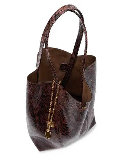 Chloé Women's Spin Python-Embossed Leather Tote Bag - Sooty Brown | Thumbnail 3 Chloé Women's Spin Python-Embossed Leather Tote Bag - Sooty Brown | Thumbnail 3