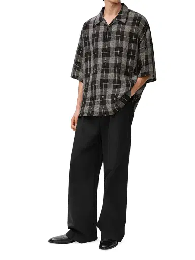 Loewe Men's Plaid Short-Sleeve Shirt - Black White - Size 17.5 | Thumbnail 2 Loewe Men's Plaid Short-Sleeve Shirt - Black White - Size 17.5 | Thumbnail 2
