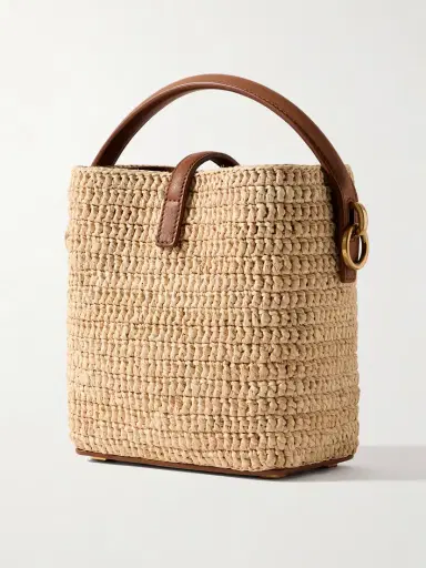 Saint Laurent Le 37 Mini Leather-trimmed Raffia Bucket Bag | Thumbnail 3 Saint Laurent Le 37 Mini Leather-trimmed Raffia Bucket Bag | Thumbnail 3