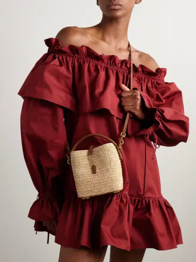 Saint Laurent Le 37 Mini Leather-trimmed Raffia Bucket Bag | Thumbnail 6 Saint Laurent Le 37 Mini Leather-trimmed Raffia Bucket Bag | Thumbnail 6