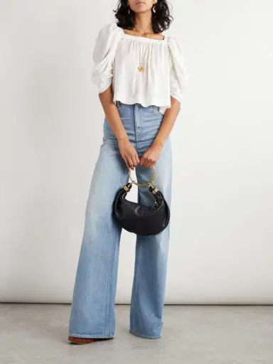 Chloé Cropped Gathered Silk Blouse | Thumbnail 2 Chloé Cropped Gathered Silk Blouse | Thumbnail 2