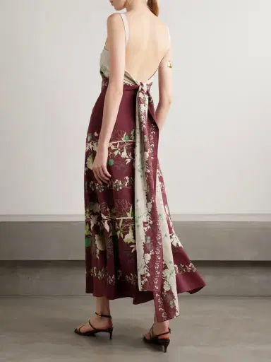 La DoubleJ Draped Floral-print Silk Crepe De Chine Midi Dress | Thumbnail 3 La DoubleJ Draped Floral-print Silk Crepe De Chine Midi Dress | Thumbnail 3