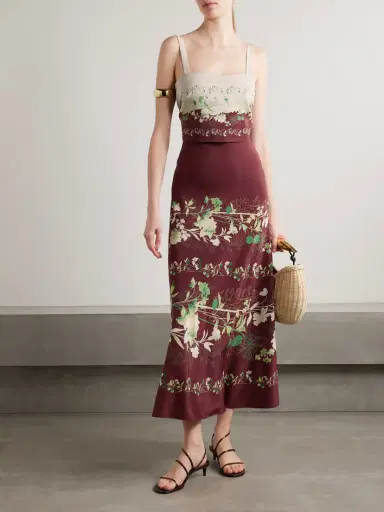 La DoubleJ Draped Floral-print Silk Crepe De Chine Midi Dress | Thumbnail 5 La DoubleJ Draped Floral-print Silk Crepe De Chine Midi Dress | Thumbnail 5