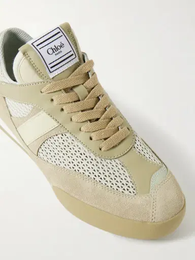 Chloé Kick Leather And Suede-trimmed Mesh Sneakers | Thumbnail 4 Chloé Kick Leather And Suede-trimmed Mesh Sneakers | Thumbnail 4