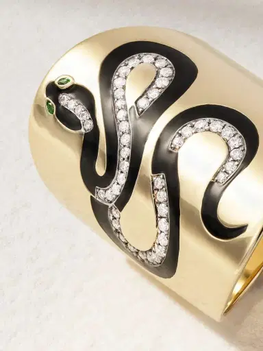 Diane Kordas Snake 18-karat Gold, Diamond, Tsavorite And Enamel Ring | Thumbnail 4 Diane Kordas Snake 18-karat Gold, Diamond, Tsavorite And Enamel Ring | Thumbnail 4