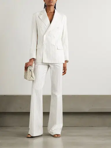 Ralph Lauren Collection Pinstriped Cotton, Linen And Wool-blend Blazer | Thumbnail 2 Ralph Lauren Collection Pinstriped Cotton, Linen And Wool-blend Blazer | Thumbnail 2