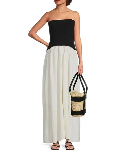 Solid & Striped Women's Soglio Colorblocked Strapless Maxi Dress - Brule Noir - Size XL | Thumbnail 2 Solid & Striped Women's Soglio Colorblocked Strapless Maxi Dress - Brule Noir - Size XL | Thumbnail 2