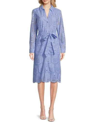 Lilly Pulitzer Women's Eira Eyelet Midi Shirtdress - Jacaranda Blue - Size 6 | Thumbnail 2 Lilly Pulitzer Women's Eira Eyelet Midi Shirtdress - Jacaranda Blue - Size 6 | Thumbnail 2