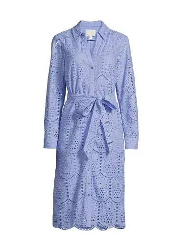 Lilly Pulitzer Women's Eira Eyelet Midi Shirtdress - Jacaranda Blue - Size 6 | Thumbnail 1 Lilly Pulitzer Women's Eira Eyelet Midi Shirtdress - Jacaranda Blue - Size 6 | Thumbnail 1