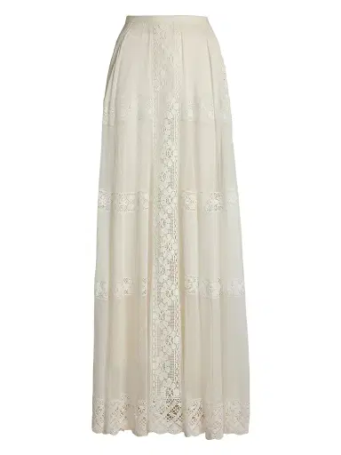 Ralph Lauren Collection Women's Cotton-Silk Voile Maxi Skirt - Cream | Thumbnail 1 Ralph Lauren Collection Women's Cotton-Silk Voile Maxi Skirt - Cream | Thumbnail 1