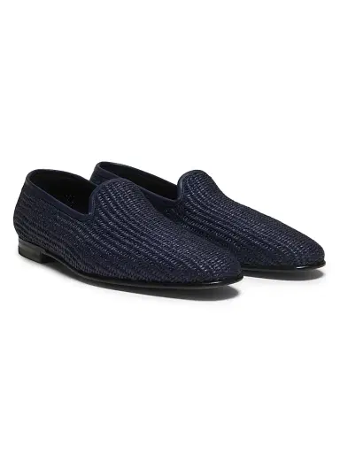 Manolo Blahnik Men's Mario Woven Loafers - Navy - Size 7 | Thumbnail 2 Manolo Blahnik Men's Mario Woven Loafers - Navy - Size 7 | Thumbnail 2