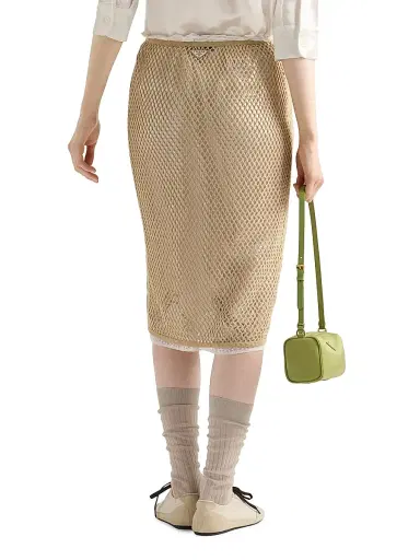 Prada Women's Cotton Mesh Skirt - Pink | Thumbnail 11 Prada Women's Cotton Mesh Skirt - Pink | Thumbnail 11
