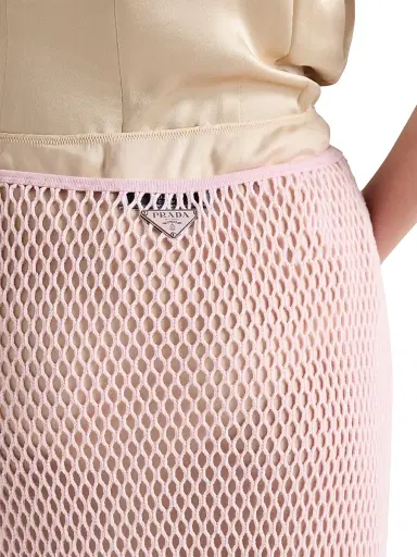 Prada Women's Cotton Mesh Skirt - Pink | Thumbnail 6 Prada Women's Cotton Mesh Skirt - Pink | Thumbnail 6
