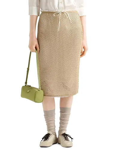 Prada Women's Cotton Mesh Skirt - Pink | Thumbnail 8 Prada Women's Cotton Mesh Skirt - Pink | Thumbnail 8